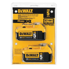 DeWALT® 20V MAX* DCB205-2 Premium Battery Pack, 5 Ah Li-Ion Battery, 20 V DC Charge, For Use With Entire Line of DEWALT 20 V Max Tools