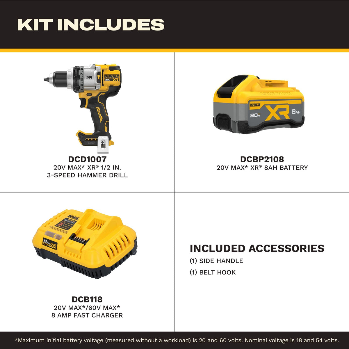 Brushless Cordless Hammer Drill Kit - 20 V DC