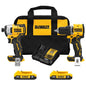 DeWALT® DCK225D2 Atomic Compact Combo Kit, Tools: 1/2 in Brushless Hammer Drill/Driver and 1/4 in Impact Driver, 20 V, 2 Ah Battery Li-Ion Battery