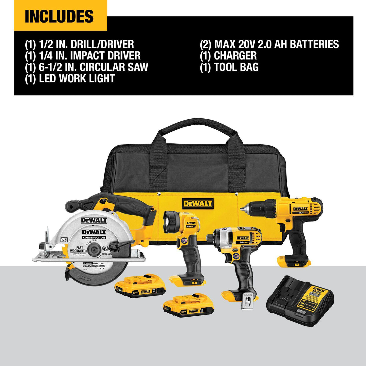 Cordless Combination Kit - 20 V - 4 Pieces