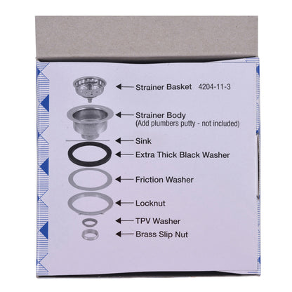 Spin-N-Lock Sink Basket Strainer - Brass - Polished Chrome