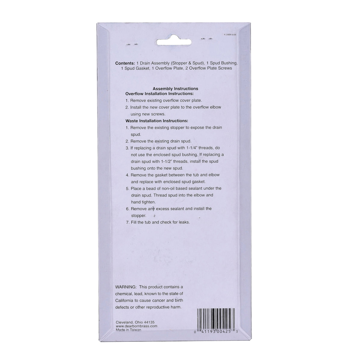 Bath Waste Conversion Kit - K28BN