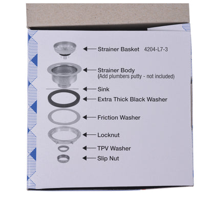 Lucky 7 - Sink Basket Strainer - Brass - Polished Chrome