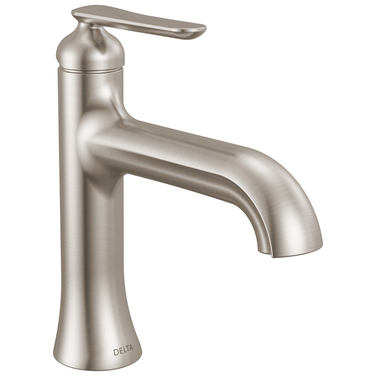DELTA® 545-SS-PR-DST Bonacci™ Bathroom Faucet, Commercial/Residential, 1.2 gpm Flow Rate, 3-11/16 in H Spout, 1 Handles, Pop-Up Drain, 1 or 3 Faucet Holes, Lumicoat® Stainless