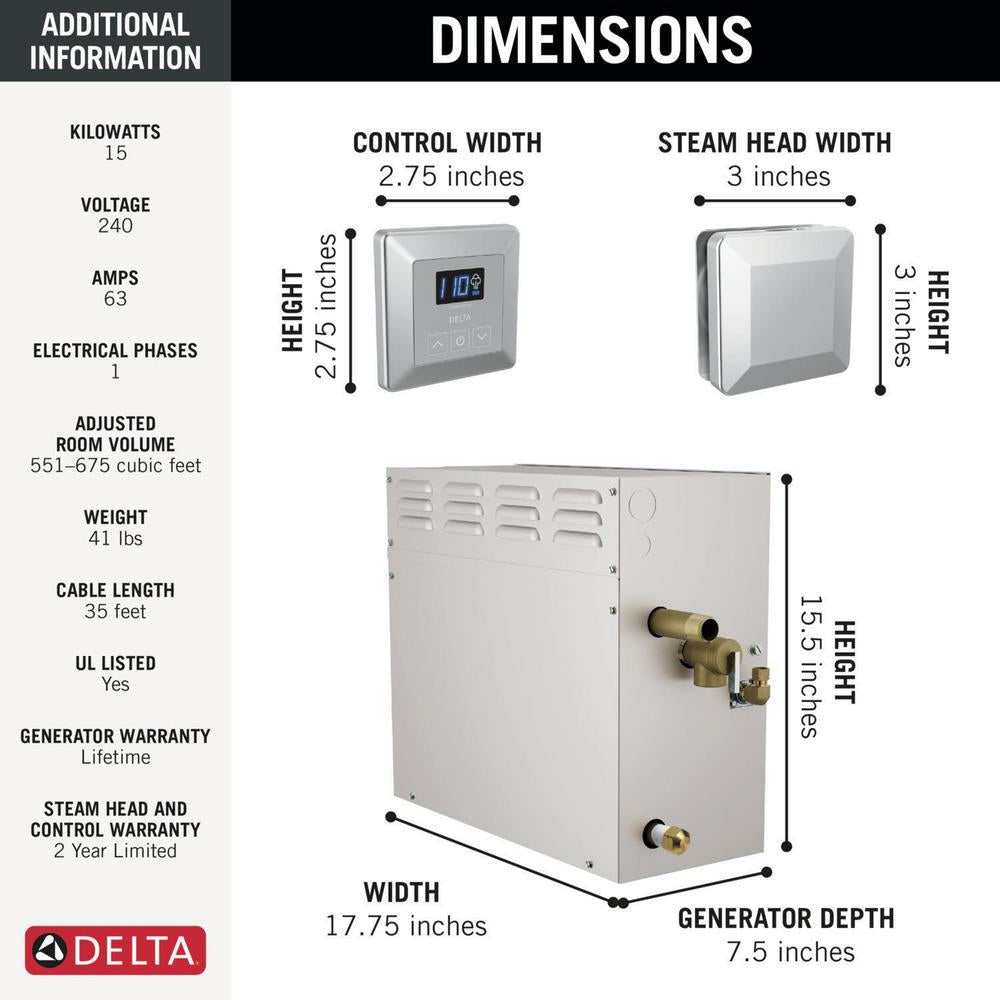 Square Steam Generator - 3/4" NPT Steam Outlet - 80 A