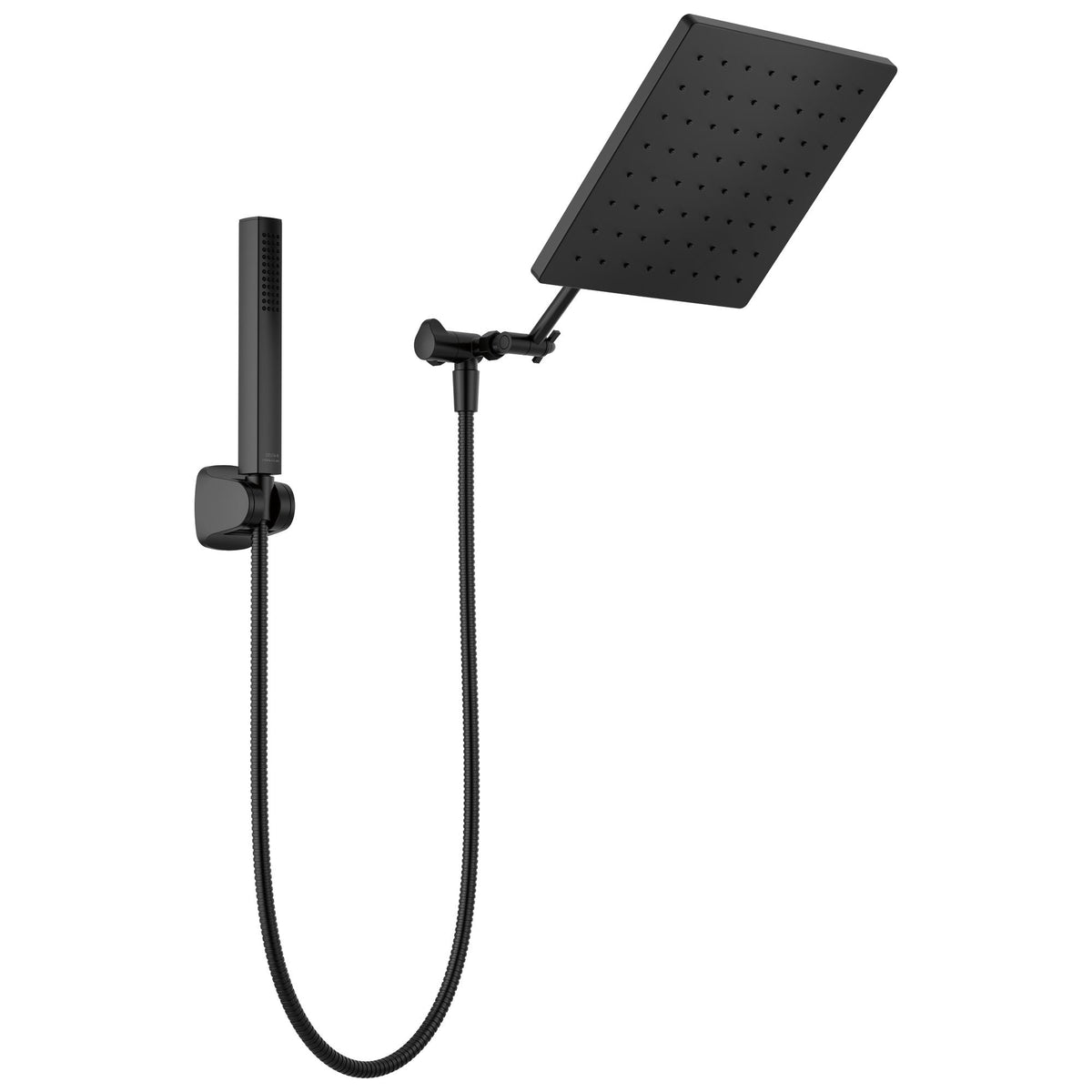 Soft Shower Head and Hand Held - Matte Black - Wall Bracket