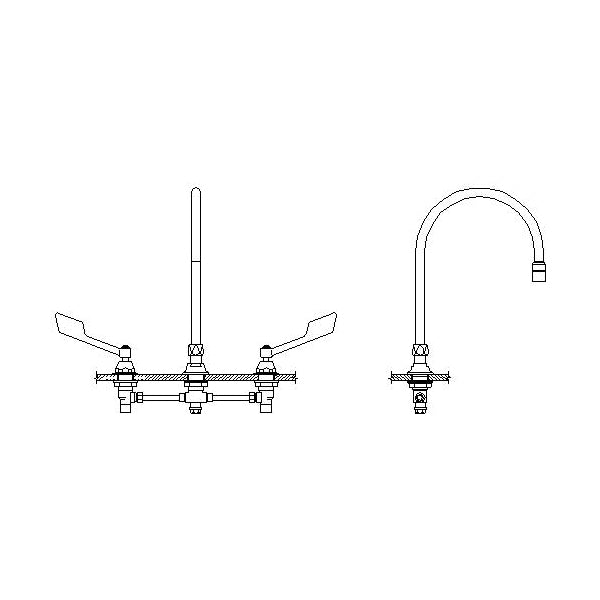 DELTA® 23C625-R TECK® Widespread Lavatory Faucet, DELTA® TECK® Widespread Lavatory Faucet, Commercial, 1.5 gpm Flow Rate, 6 to 12 in Center, Polished Chrome, 2 Handles, Import