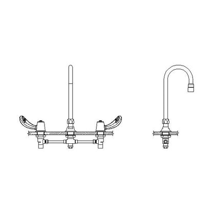 DELTA® 23C652-LS-R TECK® Widespread Lavatory Faucet, DELTA® TECK® Widespread Lavatory Faucet, Commercial, 0.5 gpm Flow Rate, 6 to 12 in Center, Polished Chrome, 2 Handles, Import