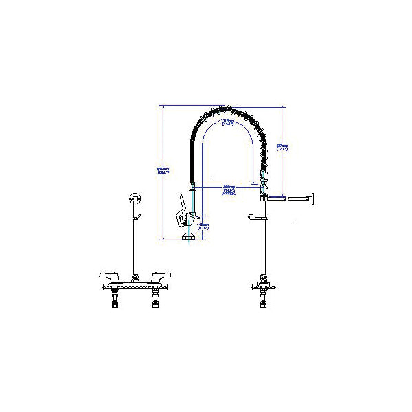 Commercial 55C1213 Pre-Rinse Faucet, Commercial, 1.6 gpm Flow Rate, 8 in Center, Swivel Spout, Polished Chrome, 2 Handles, Import