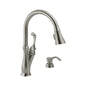 DELTA® Arabella™ Kitchen Faucet With Matching Finish Soap Dispenser, 1.8 gpm Flow Rate, 1 Handles, 2/4 Faucet Holes, Function: Traditional, Domestic, Commercial