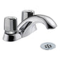 DELTA® 2517LF-HDF Self-Close Centerset Lavatory Faucet, HDF®, Polished Chrome, 2 Handles, Grid Strainer Drain, 0.5 gpm Flow Rate
