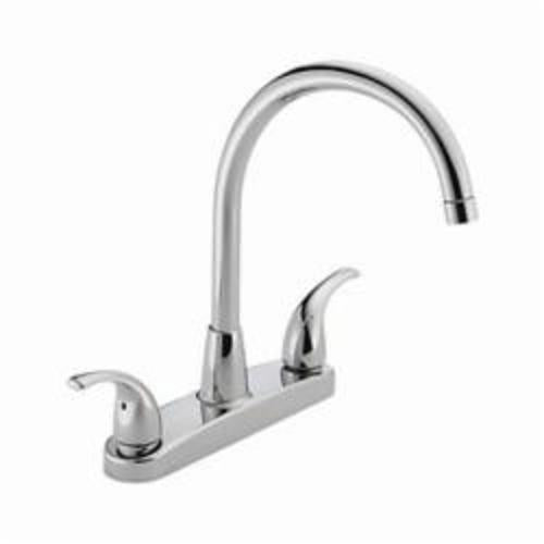Peerless® P299568LF Kitchen Faucet, 1.8 gpm, 8 in Center, Swivel Spout, Chrome Plated, 2 Handles, Side Spray(Y/N): No, Import, Commercial