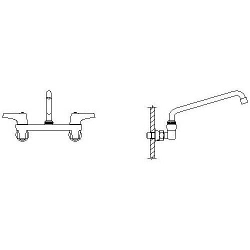 Commercial 28T4443 Sink Faucet, 1.5 gpm Flow Rate, 8 in Center, Swivel Spout, Polished Chrome, 2 Handles, Import
