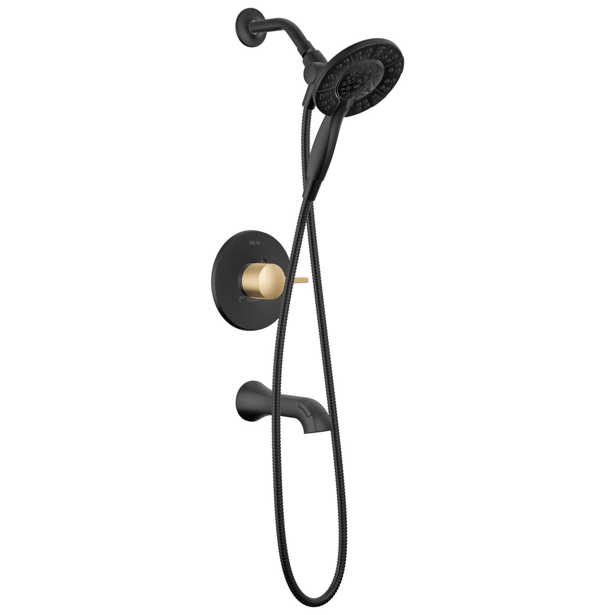 DELTA® T144855-GZ-I Round Plate Tub Shower Trim, 1.75 gpm Shower, Champagne Bronze/Matte Black