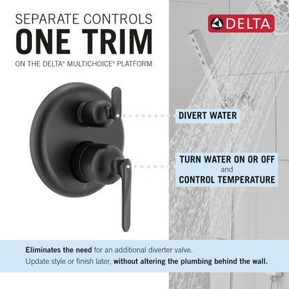 3-Setting Diverter Trim - Matte Black - Pressure-Balance