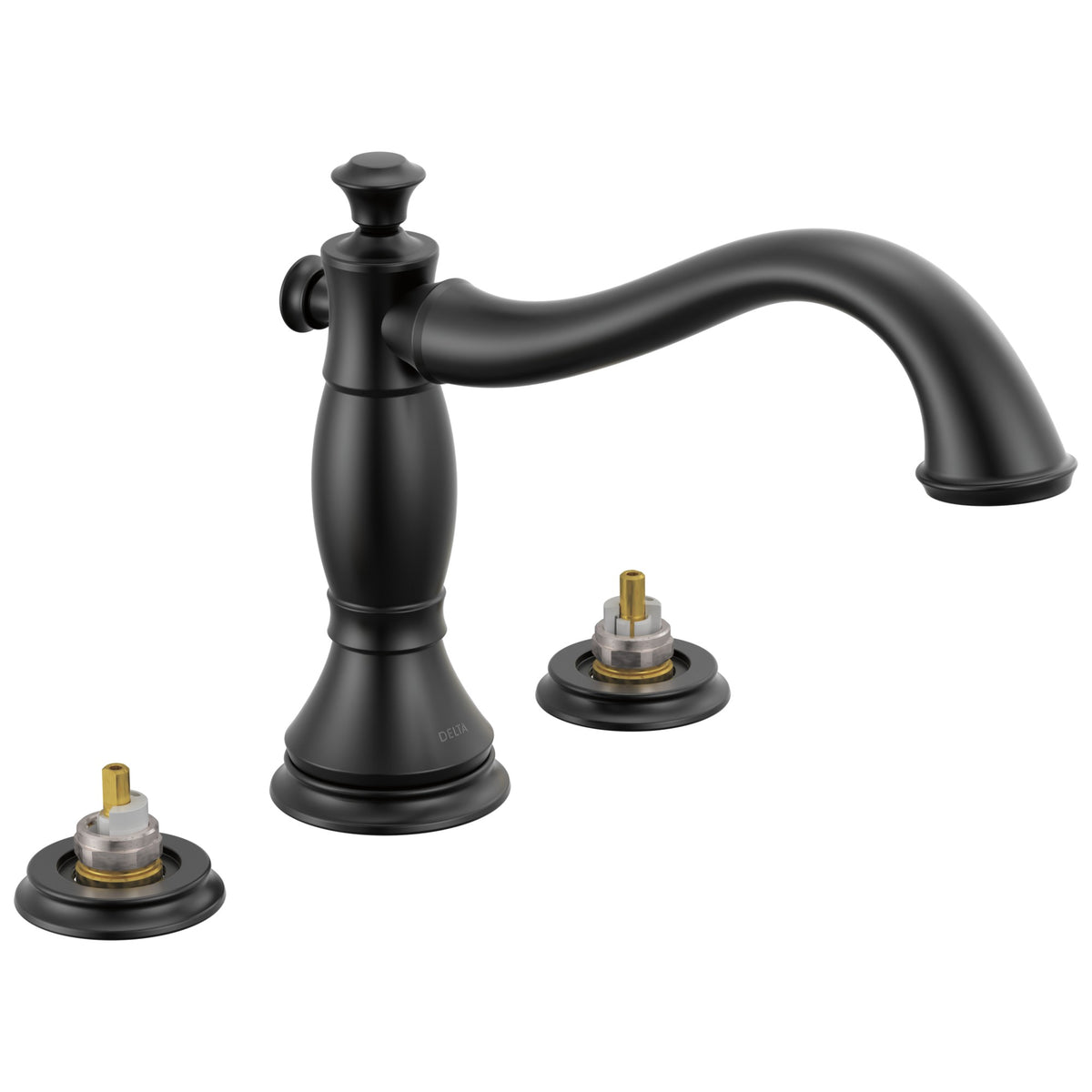 DELTA® T2797-BLLHP Cassidy® Roman Tub Faucet Trim, 8 to 16 in Center, Matte Black, 2 Handles