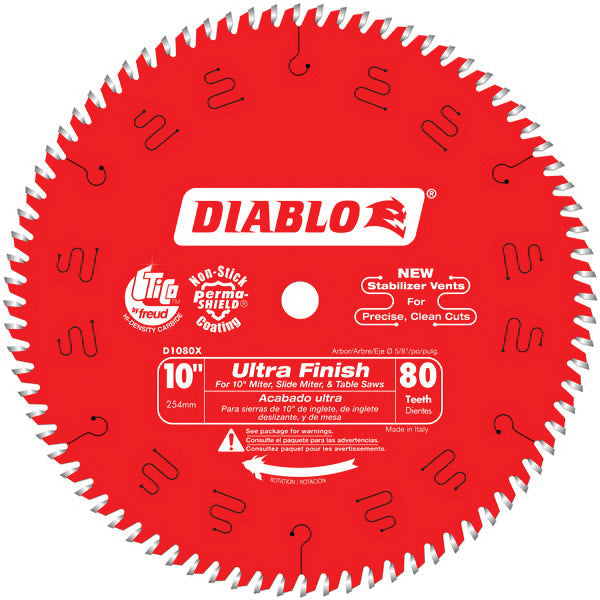 Circular Saw Blade - 10" Dia x 0.071" Thk - 80 Teeth