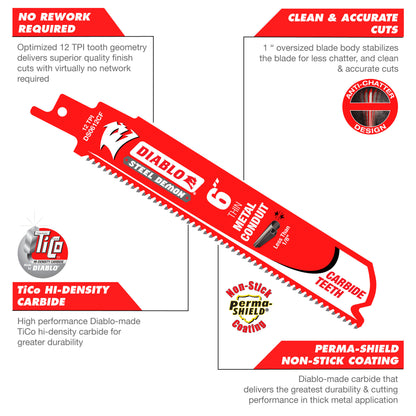 Steel Demon - Reciprocating Saw Blade - 9" L - 12 TPI