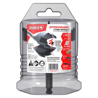 Diablo® DSF3625 SPEEDemon™ High-Performance Self-Feed Bit, 3-5/8 in Dia, 5-1/8 in OAL, 7/16 in Shank