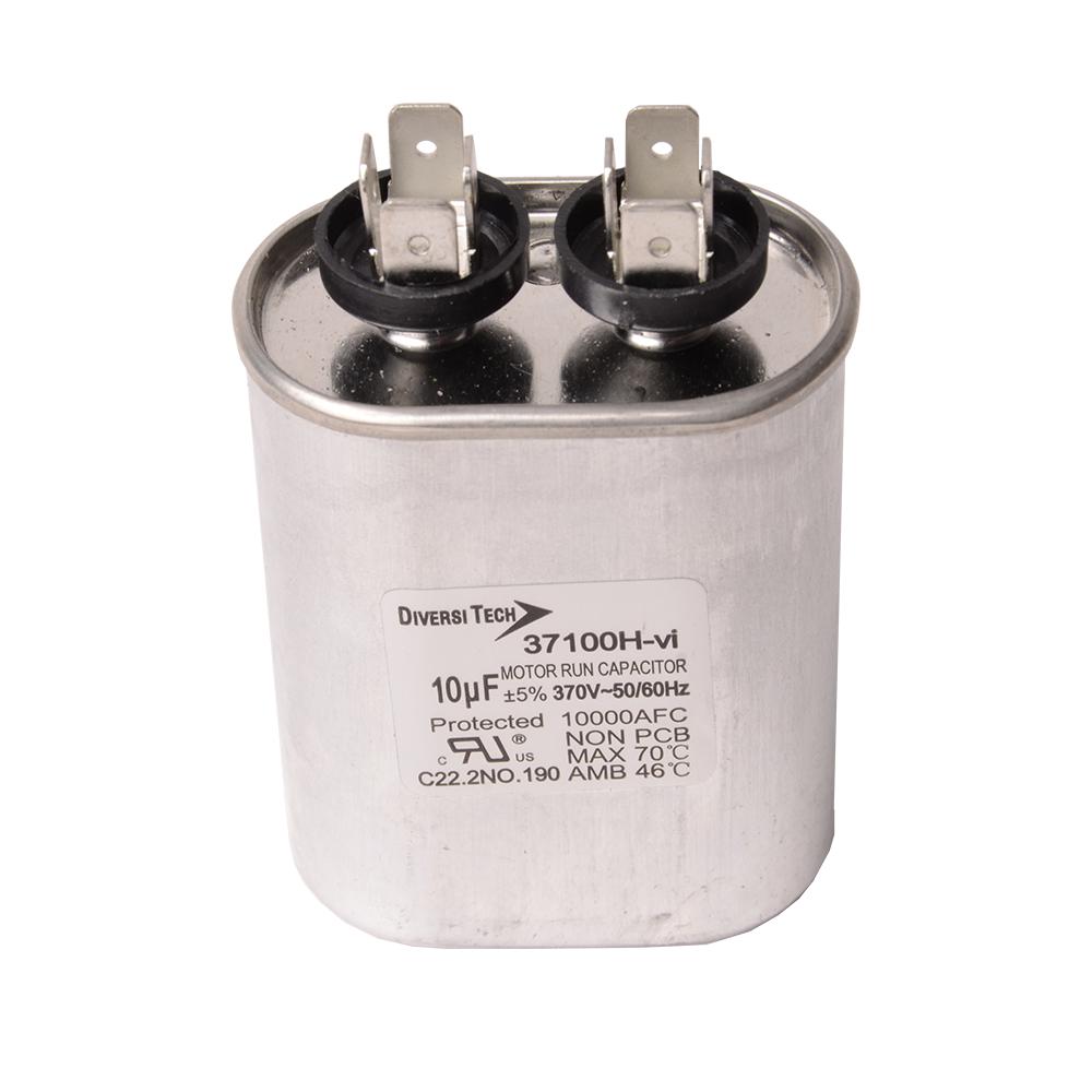 Diversitech 37100H Single Motor Run Capacitor, 10 uF, 370 V AC, Oval