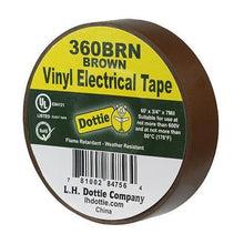 Dottie® 360BRN Color Coding Economy Industrial Electrical Tape, 60 ft L x 3/4 in W, 7 mil THK, PVC, Rubber Adhesive, Brown