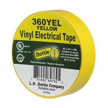 Dottie® 360YEL Color Coding Economy Industrial Electrical Tape, 60 ft L x 3/4 in W, 7 mil THK, PVC, Rubber Adhesive, Yellow