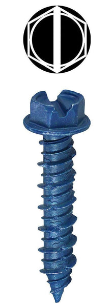 Dottie® 14H114 4560 Concrete Anchoring Screw, 1/4 in Dia, 1-1/4 in OAL, Hex/Slotted Head Drive, Galvanized Steel