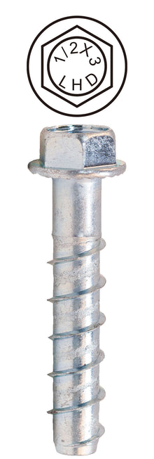 Dottie® CSB12300 Concrete Screw Bolt, Case Hardened Low Carbon Steel, Zinc Plated