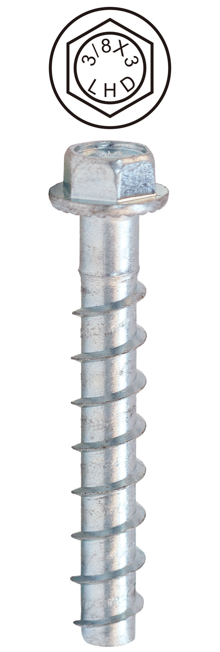 Dottie® CSB38300 Concrete Screw Bolt, Case Hardened Low Carbon Steel, Zinc Plated