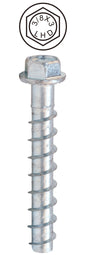 Dottie® CSB38300 Concrete Screw Bolt, Case Hardened Low Carbon Steel, Zinc Plated