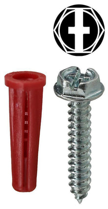 Dottie® K14CHX Anchor Kit, #12 x 1-1/2 in Size, 5/16 in Drill, 101 Pieces, Nylon, Red