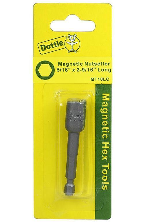 Dottie® MT10LC 1-Piece Carded Magnetic Hex Tool, 5/16 in Point, 2-9/16 in OAL, Steel