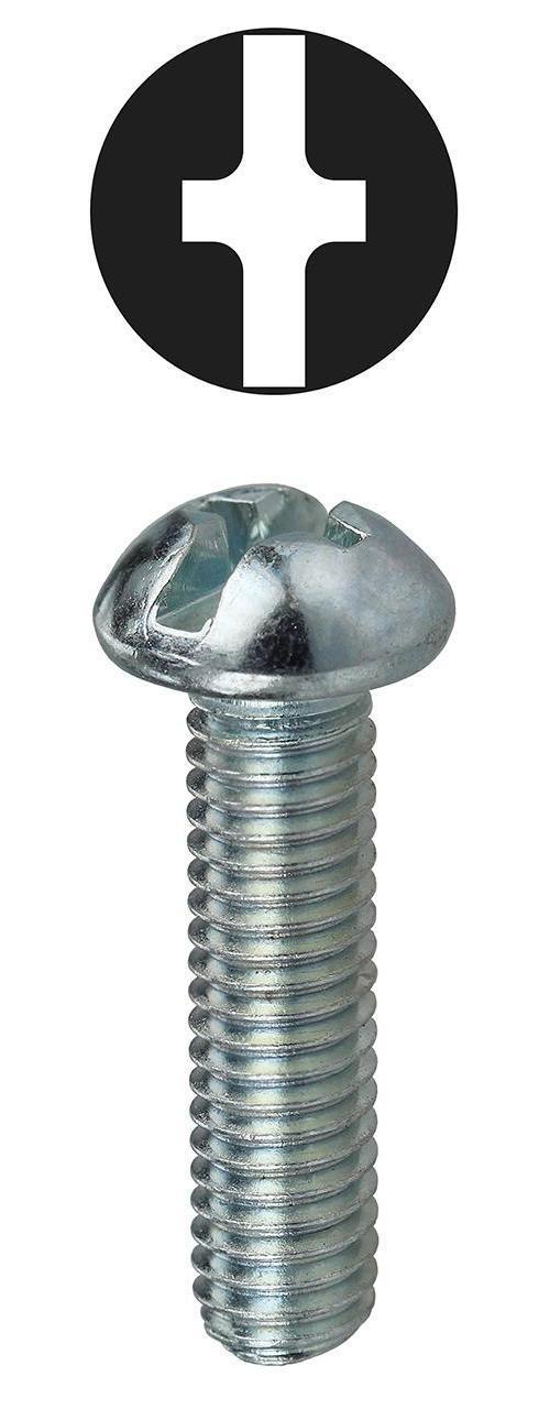 Dottie® RMC6321 Combination Machine Screw, #6-32, 1 in OAL, Steel, Round Head, Zinc Plated, Phillips®/Slotted Drive