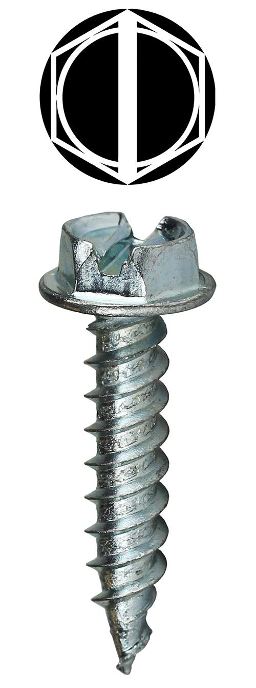 Dottie® SP81TP1K SP81TP Sharpeez Piercing Screw, #8, 1 in OAL, Hex Washer Head, Slotted Drive, Carbon Steel, Zinc Plated, Self-Piercing Point