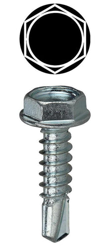 Dottie® TEKHT1034 Self-Drilling Screw, #10, 3/4 in OAL, Hex Washer Head, Steel, Zinc Plated, Self-Piercing Point