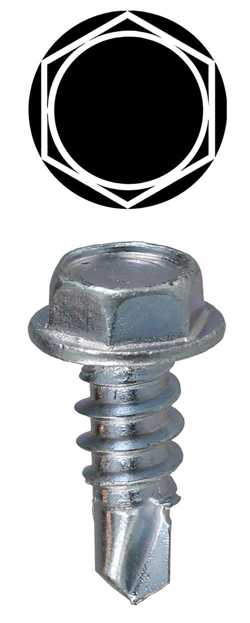 Dottie® TEKHW812TP1K TEKHW Drilling Screw, #8, 1/2 in OAL, Hex Washer Head, Carbon Steel, Zinc Plated, Drill Point