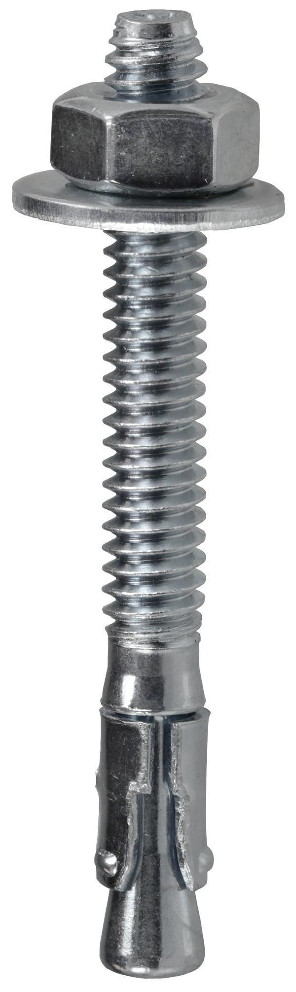 Dottie® W14314 Fully Threaded Wedge Anchor, 1/4 in Dia, 3-1/4 in OAL, 2-1/4 in L Thread, Steel, Zinc Plated