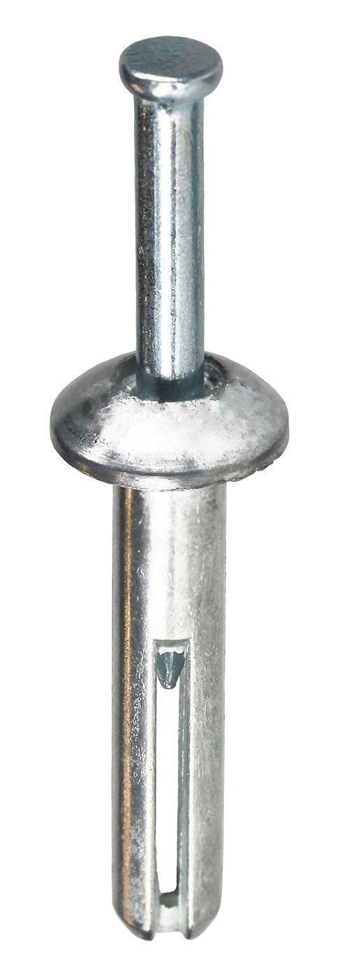 Dottie® ZA200 Anchor With Pin, 1/4 in Dia, 2 in OAL, Zamak Alloy Body Shell, Carbon Steel Pin, Flat Head
