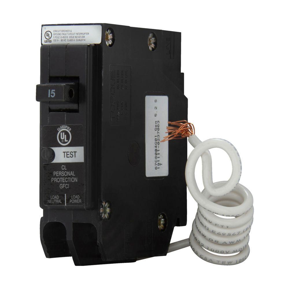 Miniature Self-Testing Ground Fault Circuit Breaker - 15 A
