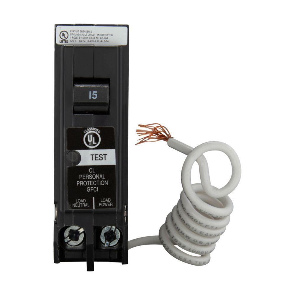 Miniature Self-Testing Ground Fault Circuit Breaker - 15 A
