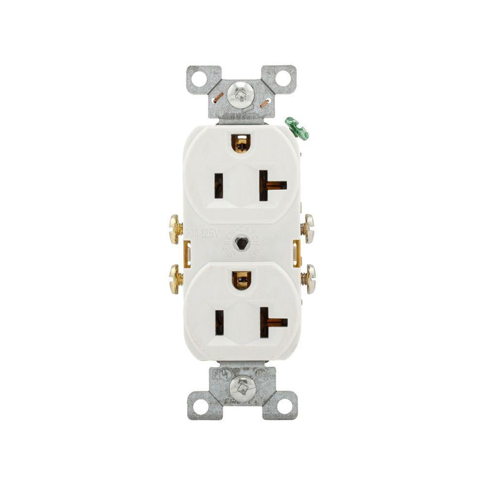 Duplex Straight Blade Receptacle - White - PVC