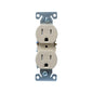 EATON Arrow Hart® TR270V Straight Blade Grounding Receptacle, 125 V AC, 15 A, 2 Poles, 3 Wires, Ivory