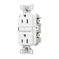 EATON TRGF15W-3-L Self-Test Slim GFCI Receptacle, 125 V, 15 A, White