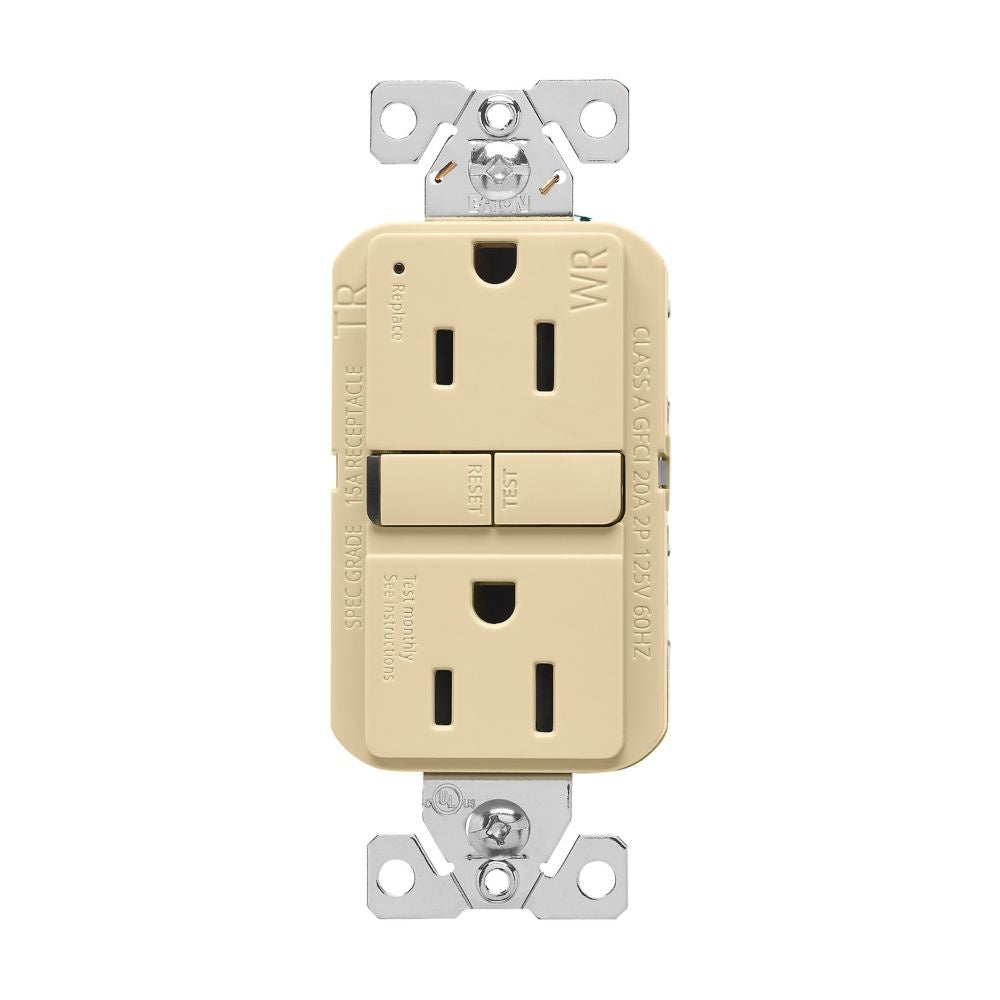 Self-Test Slim GFCI Receptacle - Ivory - 125 V