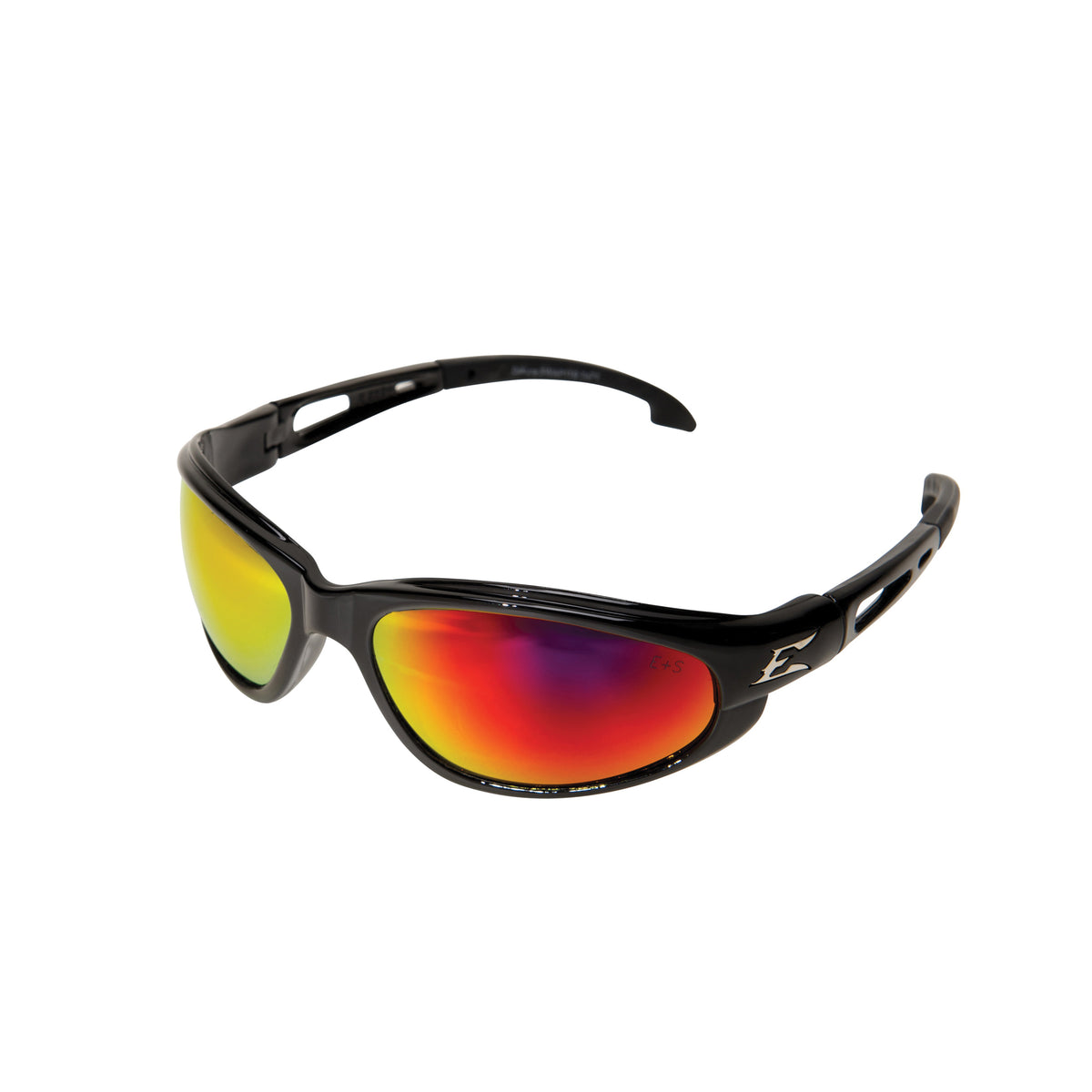 EDGE® SWAP119 Dakura Non-Polarized Safety Glasses, Anti-Scratch, Aqua Precision Red Lens, Wrap Around Frame, Gloss Black, Nylon Frame, Polycarbonate Lens, ANSI/ISEA Z87.1+2015, MCEPS GL-PD 10-12