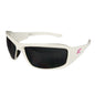 EDGE® XB146-E6 Brazeau Unisex Safety Glasses With Pink E Logo, Anti-Scratch, Smoke Lens, Full-Frame Frame, White, Nylon Frame, Polycarbonate Lens, ANSI/ISEA Z87.1+2015, MCEPS GL-PD 10-12