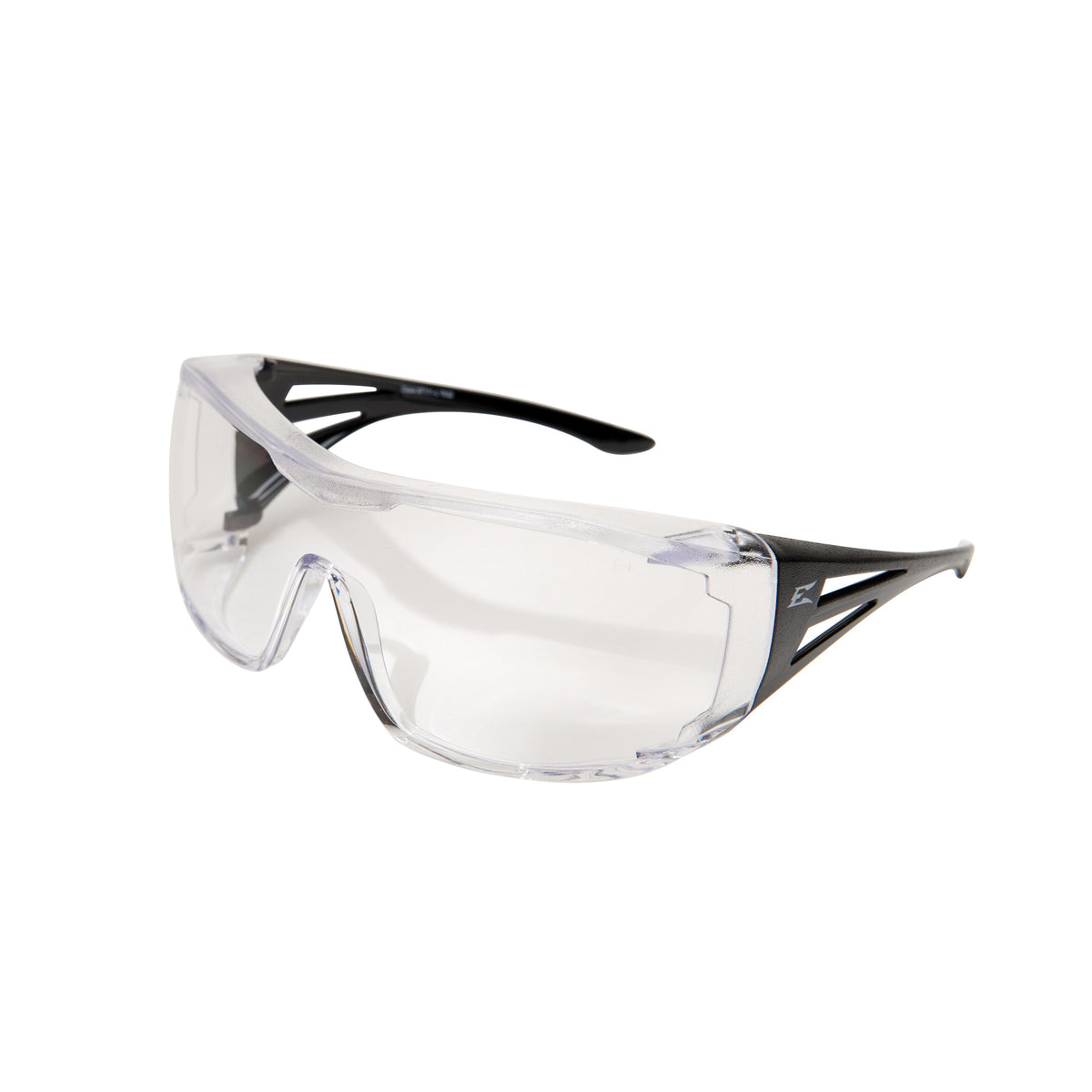EDGE® XF111-L Ossa Non-Polarized Safety Glasses, Anti-Scratch, Clear Lens, OTG Frame, Matte Black, Polycarbonate Frame, ANSI/ISEA Z87.1+2015, MCEPS GL-PD 10-12