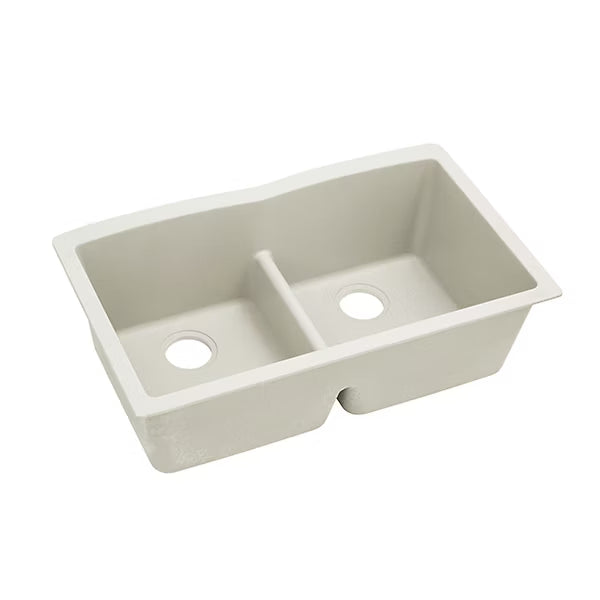 Quartz Luxe® 33" x 19" x 10" Equal Double Bowl Undermount Sink with Aqua Divide Ricotta