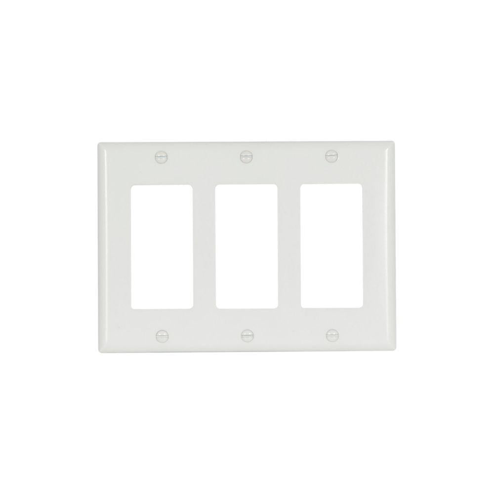 EATON Arrow Hart™ 2163W-BOX 2000 Standard Decorator Wall Plate, 3 Gangs, 6.37 in W x 4.5 in H, Thermoset, White