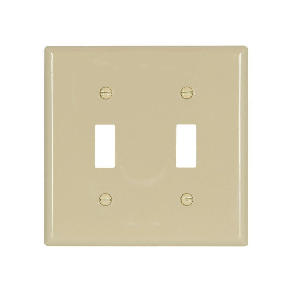 EATON Arrow Hart™ 5139V-BOX 5000 Standard Toggle Switch Wall Plate, 2 Gangs, 4.56 in W x 4.5 in H, Nylon/Thermoplastic, Ivory